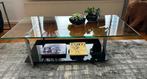 Glazen salontafel met bijbehorende bijzettafel, Huis en Inrichting, Tafels | Salontafels, Ophalen, Gebruikt, 100 tot 150 cm, 50 tot 100 cm
