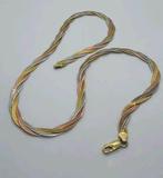Zilveren Ketting 925, 3 Kleuren Goud Verguld, 44cm, Ophalen of Verzenden, Gebruikt, Goud, Zilver