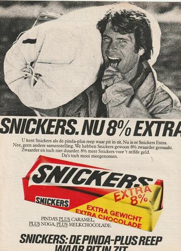 retro reclame 1981 Snickers chocolade nu extra groot beschikbaar voor biedingen