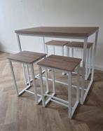 Bartafel met 4 krukken, Huis en Inrichting, Barren, Ophalen of Verzenden, Zo goed als nieuw