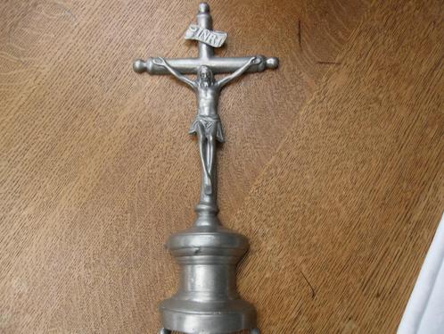 Tinnen kruisbeeld met tinstempels., Antiek en Kunst, Antiek | Tin, Ophalen