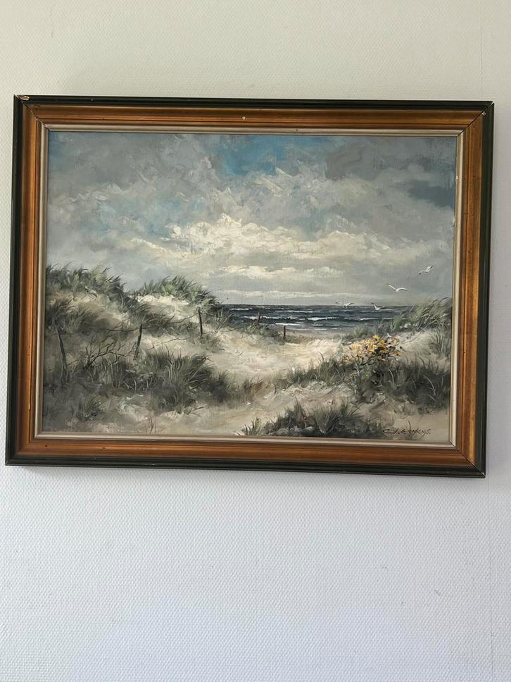 G.J. Ernens schilderij  duinen en zee, Antiek en Kunst, Kunst | Schilderijen | Klassiek, Ophalen