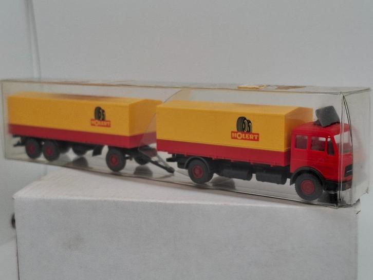 Holert Bandenhandel Mercedes huif combi - Wiking 1/87, Hobby en Vrije tijd, Modelauto's | 1:87, Zo goed als nieuw, Bus of Vrachtwagen