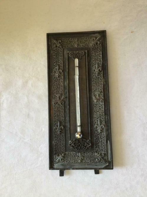 Antieke houten barometer/thermometer 19e eeuw. Frans / Dui, Antiek en Kunst, Curiosa en Brocante, Verzenden