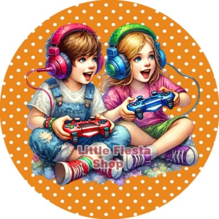 LF6705 icing frosting gamen kids 20cm eetbare taart print, Hobby en Vrije tijd, Taarten en Cupcakes maken, Nieuw, Versiering, Taarten