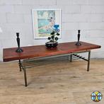 Vintage Deens (jaren 60) teakhouten salontafel metalen voet, Gebruikt, Vintage/ mid century ^ Deens design, ., Ophalen of Verzenden