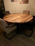 Complete eetkamer ronde tafel met vier stoelen, Huis en Inrichting, Complete eetkamers, Ophalen, Zo goed als nieuw, 4 tot 6 stoelen