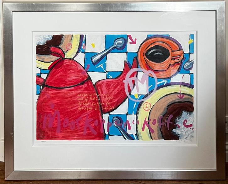 Selwyn Senatori - Moorkoppen en Koffie, Genummerd 2/100, Antiek en Kunst, Kunst | Litho's en Zeefdrukken, Ophalen of Verzenden