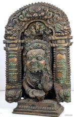 Beeld, Groot tempelbeeld Bhairava - 32 cm - koper brons, Ophalen of Verzenden