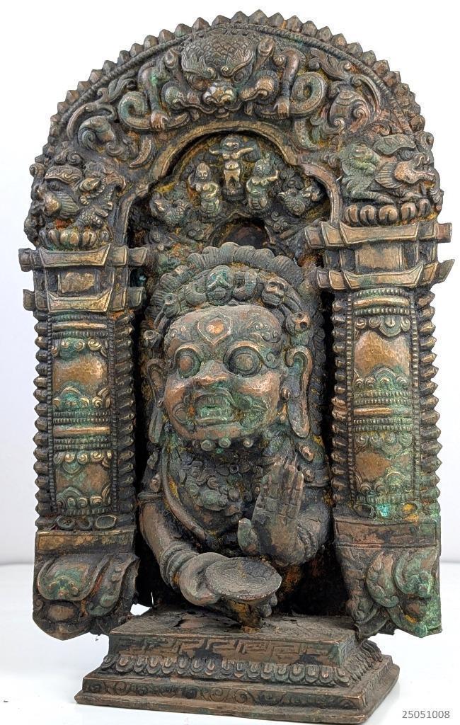 Beeld, Groot tempelbeeld Bhairava - 32 cm - koper brons, Antiek en Kunst, Kunst | Niet-Westerse kunst, Ophalen of Verzenden