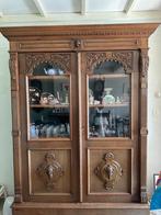 Antieke vitrinekast met glas, Ophalen of Verzenden