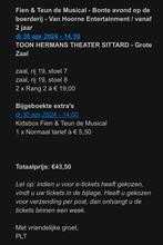 Theater show fien en teun, Tickets en Kaartjes, April, Drie personen of meer