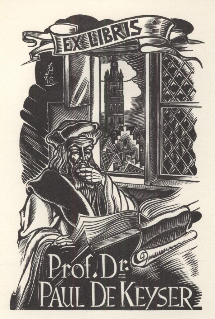 1052 Ex Libris België : Victor Stuyvaert, 1948, Antiek en Kunst, Kunst | Etsen en Gravures, Verzenden