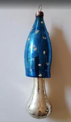 oude kerstbal blauwe paddenstoel 11,5 cm, vintage, Ophalen of Verzenden