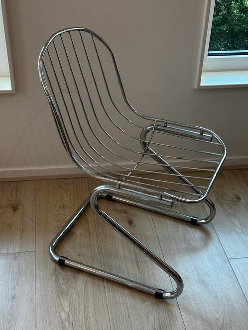 4x Mid - Century Italian eettafel stoelen chroom, Huis en Inrichting, Stoelen, Zo goed als nieuw, Eén, Ophalen