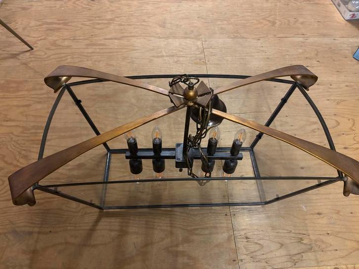 Stijlvolle Hanglamp met Glazen Kap, Huis en Inrichting, Lampen | Hanglampen, Gebruikt, 50 tot 75 cm, Glas, Ophalen of Verzenden