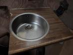 Gootsteen rvs rond diameter 43 cm x 15 cm diep, Huis en Inrichting, Keuken | Keukenelementen, Ophalen, Minder dan 50 cm, Zo goed als nieuw
