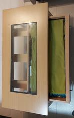 Salontafel met glas raam en La lichtbruin 120x60x37, Gebruikt, 100 tot 150 cm, Glas, Minder dan 50 cm