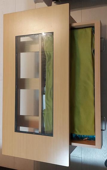 Salontafel met glas raam en La lichtbruin 120x60x37