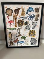 Mooie alfabet poster dieren kinderkamer geschilderd, Huis en Inrichting, Woonaccessoires | Schilderijen, Tekeningen en Foto's