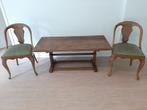 Antieke Louis XIV Stoelen Set met Tafeltje, Ophalen, Hout, Gebruikt, Twee