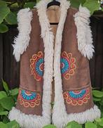 Vintage Afghaanse shearling lammy waistcoat jas 70s, Kleding | Dames, Jassen | Winter, Bruin, Maat 42/44 (L), Ophalen of Verzenden