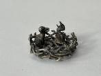 Zilveren miniatuur Vogels in nest, Ophalen of Verzenden, Zilver