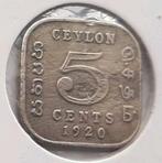 5 Cent 1920 Ceylon Oude Munt Sri Lanka Azië Kolonie Engeland, Postzegels en Munten, Munten | Azië, Ophalen of Verzenden