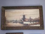 mooi olieverfschilderij molen , winter, Ophalen of Verzenden
