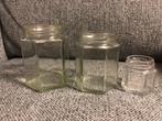 Hexagonale glazen potjes 3 maten, Huis en Inrichting, Keuken | Potten en Pannen, Ophalen, Nieuw, Glas, Pot, Bus of Blik