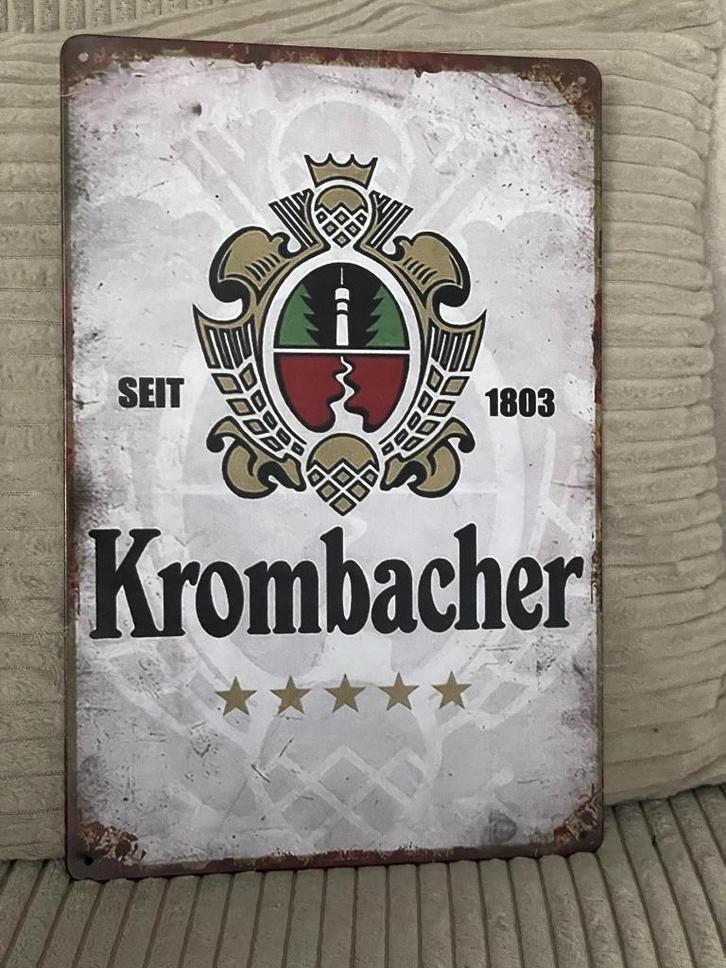 Krombacher reclamebord / wandbord (Old Look), Verzamelen, Biermerken, Nieuw, Reclamebord, Plaat of Schild, Overige merken, Ophalen of Verzenden