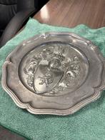 Vintage Edel tinnen bord met wapen, Antiek en Kunst, Ophalen