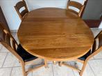 Zware massief eiken tafel met 4 stoelen, Ophalen, Gebruikt, 100 tot 150 cm, Eikenhout