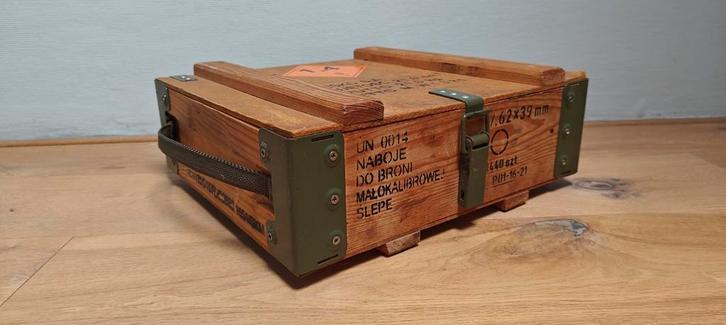 Munitiekist houten krat leger opbergkist stoer, Huis en Inrichting, Woonaccessoires | Kisten, Zo goed als nieuw, Minder dan 50 cm