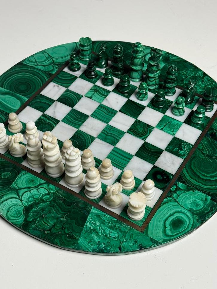 Malachiet Schaakspel vintage, Hobby en Vrije tijd, Gezelschapsspellen | Bordspellen, Zo goed als nieuw, Ophalen