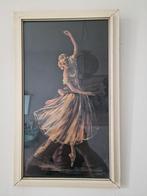 3 vintage ballerina schilderijtjes van Sydney en Chèrie, Minder dan 50 cm, Gebruikt, Ophalen of Verzenden, Schilderij