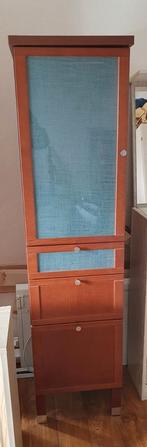Bijzetkast met lades en glazen deur, Ophalen, Gebruikt, Glas, 50 tot 100 cm