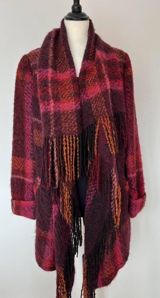 Claudia Sträter aubergine kleurige wollen jas maat 40, Kleding | Dames, Jassen | Winter, Zo goed als nieuw, Maat 38/40 (M), Paars