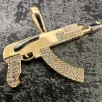 14 karaat gouden kettinghanger geweer ak47 pistool, Ophalen of Verzenden, Nieuw, Goud, Kruis of Symbool