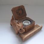 Vintage Black Forest inktpot penhouder + keramisch inktbakje, Antiek en Kunst, Kunst | Beelden en Houtsnijwerken, Verzenden