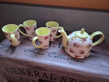 Theepot set met fruitmotief - 5 delig beschikbaar voor biedingen