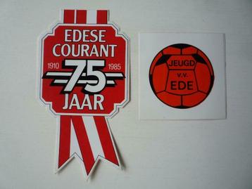 2x Sticker Ede Edese Courant 75 jaar JEUGD V.V. Ede