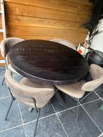 Eettafel en stoelen, Huis en Inrichting, Tafels | Eettafels, Ophalen, Zo goed als nieuw, Rond, 100 tot 150 cm