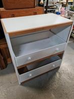 Witte commode met houten accenten, Ophalen, Gebruikt, Minder dan 75 cm, Minder dan 50 cm