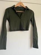 Zara crop top lange mouwen kraag maat M donker groen khaki, Maat 38/40 (M), Zara, Ophalen of Verzenden, Zo goed als nieuw