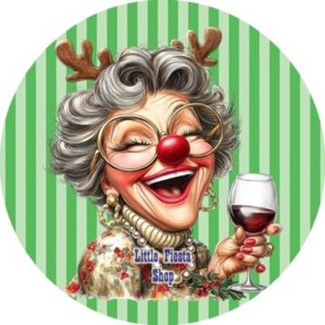 L1276 icing frosting oma rendier kerst 20cm eetbare print beschikbaar voor biedingen