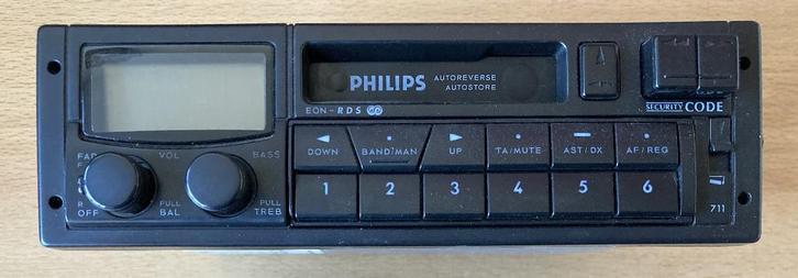 Philips DC 711 RDS-EON Vintage autoradio met cassettespeler, Auto diversen, Autoradio's, Gebruikt, Ophalen of Verzenden