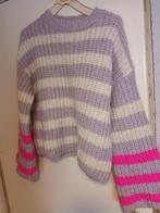Wollen mohair alpaca trui My Jewellery streep wit lila nieuw, Maat 38/40 (M), My Jewellery, Wit, Nieuw