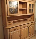 Blank eiken wandmeubel, Ophalen, Glas, Met deur(en), 150 tot 200 cm