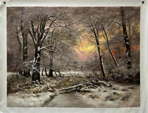 Apol, Bos bij winter. Prachtige olieverfreplica, Antiek en Kunst, Kunst | Schilderijen | Klassiek, Verzenden
